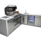 Mont Alpi Islands Mont Alpi 805 Deluxe Island with Beverage Center + 90 Degree Corner / 6-Burner Grill, 2 Infrared Burners, Sink, Fridge, Stainless Steel, Waterfall Sides / MAi805-DBEV90C