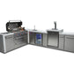 Mont Alpi Islands Mont Alpi 805 Deluxe Island with Beverage Center + 90 Degree Corner + Kegerator / 6-Burner Grill, 2 Infrared Burners, Kegerator, 3 Taps, Sink, Fridge, Stainless Steel / MAi805-D90KEGBEV