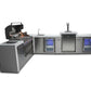 Mont Alpi Islands Mont Alpi 805 Deluxe Island with Beverage Center + 90 Degree Corner + Kegerator + Fridge Cabinet / 6-Burner Grill, 2 Infrared Burners, Kegerator, 3 Taps, Sink, 2 Fridges, Waterfall Sides, Stainless Steel / MAi805-D90KEGBEVFC