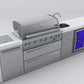 Mont Alpi Islands Mont Alpi 805 Deluxe Island with Beverage Center + Fridge Cabinet / 6-Burner Grill, 2 Infrared Burners, Sink, 2 Fridges / MAi805-DBEVFC