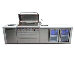 Mont Alpi Islands Mont Alpi 805 Deluxe Island with Beverage Center + Fridge Cabinet / 6-Burner Grill, 2 Infrared Burners, Sink, 2 Fridges / MAi805-DBEVFC
