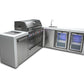 Mont Alpi Islands Mont Alpi 805 Deluxe Island with Beverage Center + Fridge Cabinet + 90 Degree Corner / 6-Burner Grill, 2 Infrared Burners, Sink, 2 Fridges / MAi805-DBEV90FC