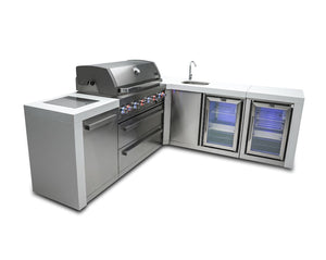 Mont Alpi Islands Mont Alpi 805 Deluxe Island with Beverage Center + Fridge Cabinet + 90 Degree Corner / 6-Burner Grill, 2 Infrared Burners, Sink, 2 Fridges / MAi805-DBEV90FC