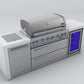 Mont Alpi Islands Mont Alpi 805 Deluxe Island with Fridge Cabinet / 6-Burner Grill, 2 Infrared Burners, Fridge, Stainless Steel, Waterfall Sides  / MAi805-DFC
