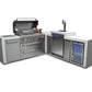 Mont Alpi Islands Mont Alpi 805 Deluxe Island with Fridge Cabinet + 90 Degree Corner + Kegerator / 6-Burner Grill, 2 Infrared Burners, Kegerator, 3 Taps, Fridge, Stainless Steel / MAi805-D90KEGFC