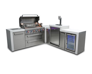 Mont Alpi Islands Mont Alpi 805 Deluxe Island with Fridge Cabinet + 90 Degree Corner + Kegerator / 6-Burner Grill, 2 Infrared Burners, Kegerator, 3 Taps, Fridge, Stainless Steel / MAi805-D90KEGFC