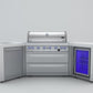 Mont Alpi Islands Mont Alpi 805 Deluxe Island with Fridge Cabinet + Two 45 Degree Corners / 6-Burner Grill, 2 Infrared Burners, Fridge, Stainless Steel / MAi805-D45FC
