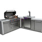 Mont Alpi Islands Mont Alpi 805 Deluxe Island with Kegerator + 90 Degree Corner / 6-Burner Grill, Kegerator, 3 Taps, 2 Infrared Burners, Stainless Steel, Waterfall Sides / MAi805-D90KEG