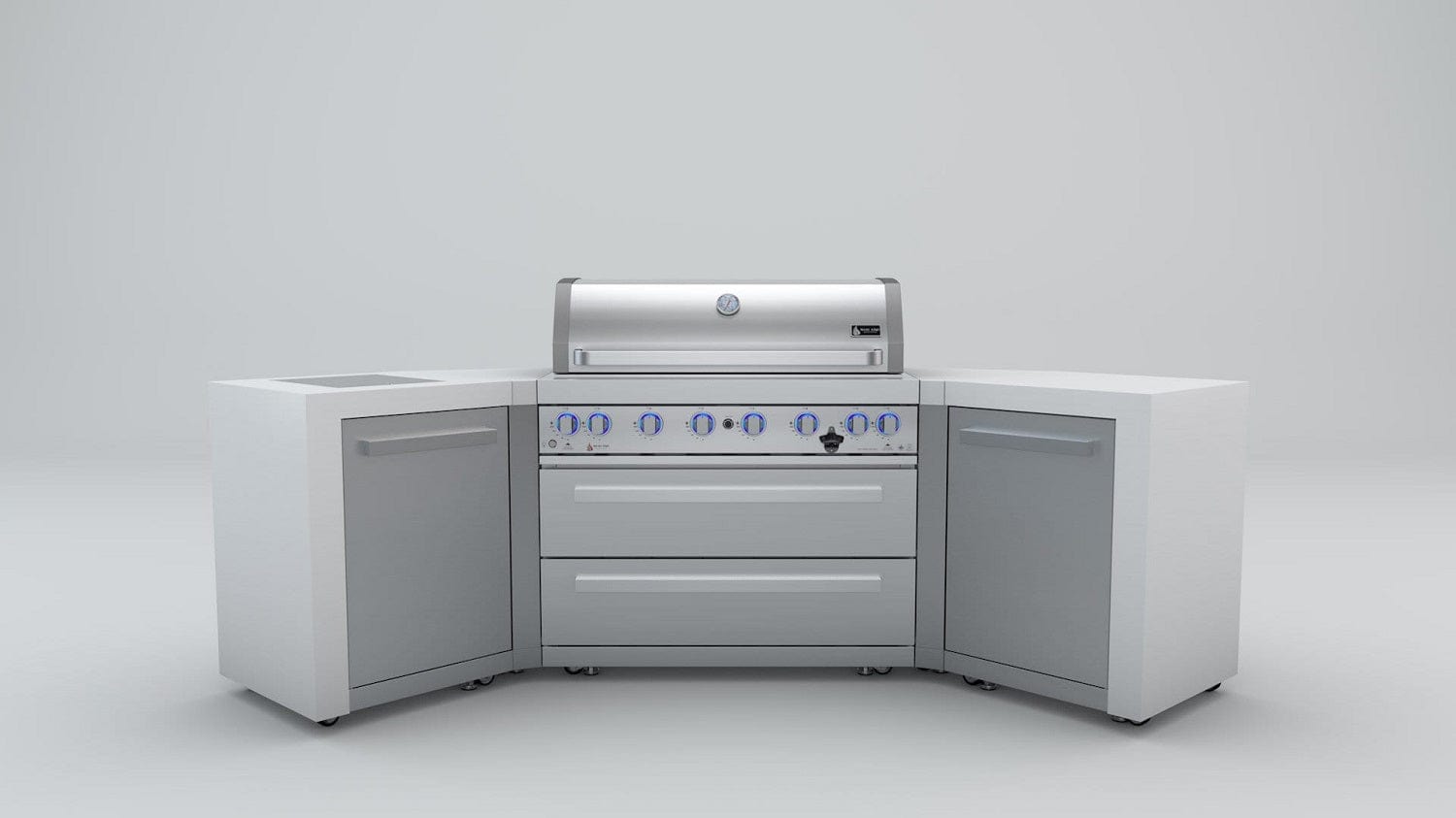 Mont Alpi Islands Mont Alpi 805 Deluxe Island with Two 45 Degree Corners/ 6-Burner Grill, 2 Infrared Burners, Stainless Steel / MAi805-D45