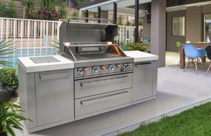 Mont Alpi Islands Mont Alpi 805 Island / 6-Burner Grill, 2 Infrared Burners, Stainless Steel, Composite Granite Counters  / MAi805
