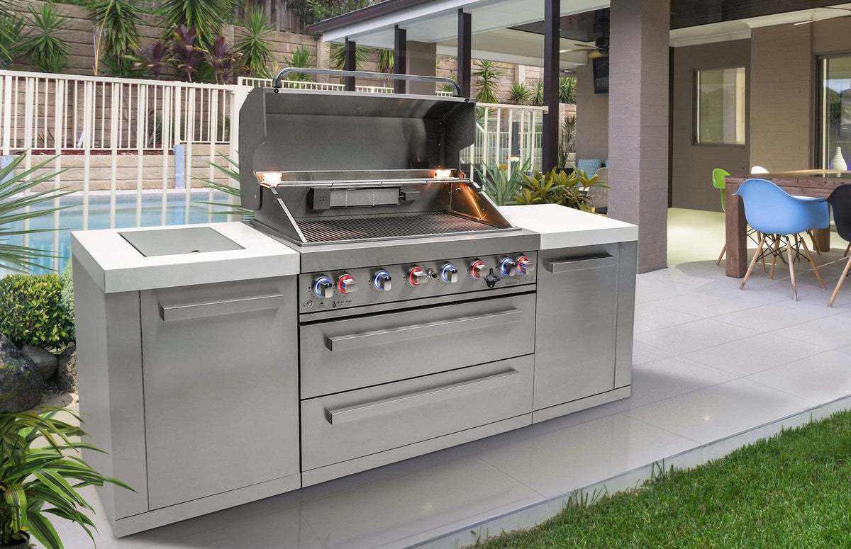 Mont Alpi Islands Mont Alpi 805 Island / 6-Burner Grill, 2 Infrared Burners, Stainless Steel, Composite Granite Counters  / MAi805