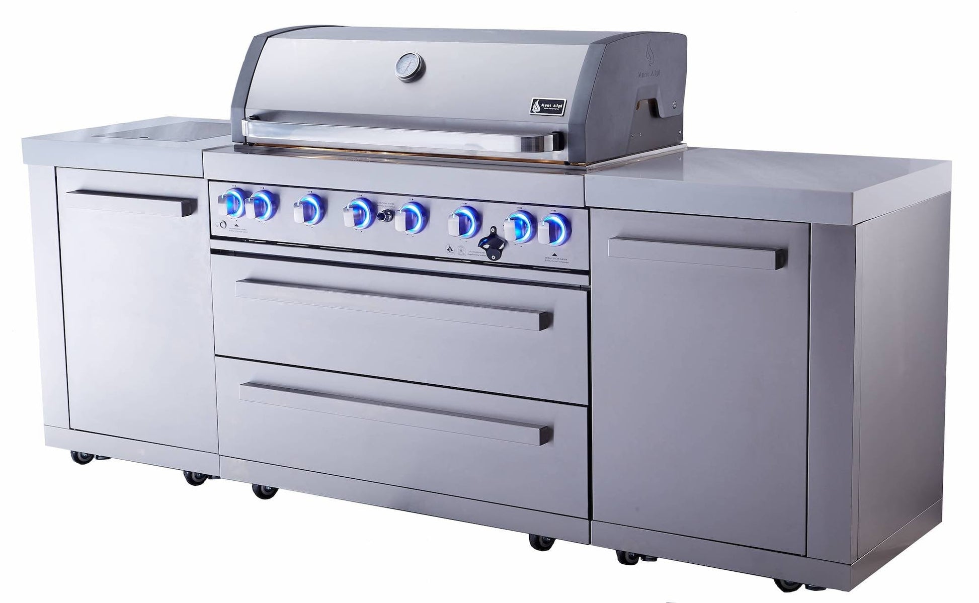 Mont Alpi Islands Mont Alpi 805 Island / 6-Burner Grill, 2 Infrared Burners, Stainless Steel, Composite Granite Counters  / MAi805