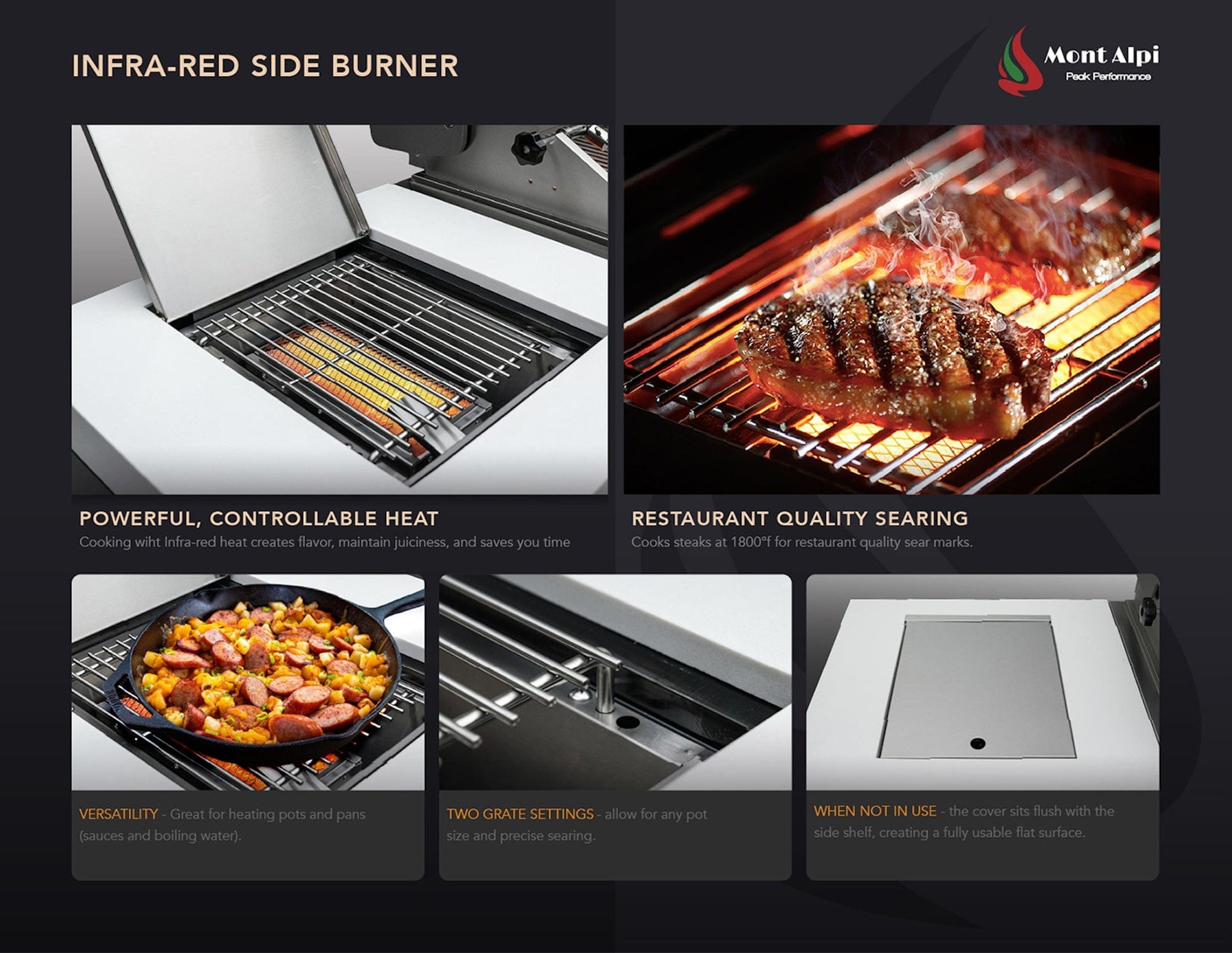 Mont Alpi Islands Mont Alpi 805 Island / 6-Burner Grill, 2 Infrared Burners, Stainless Steel, Composite Granite Counters  / MAi805