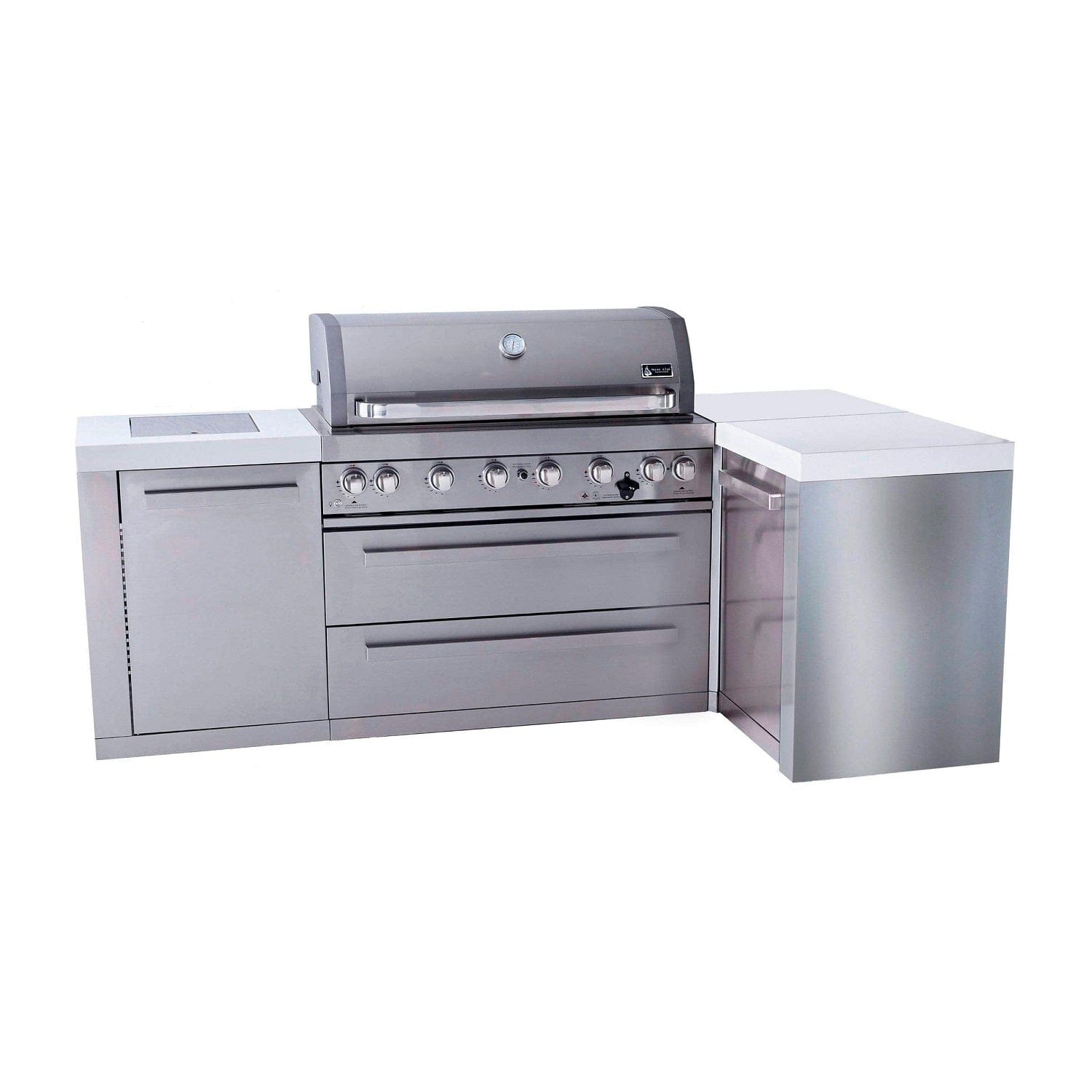 Mont Alpi Islands Mont Alpi 805 Island with 90 Degree Corner / 6-Burner Grill, 2 Infrared Burners, Stainless Steel / MAi805-90C
