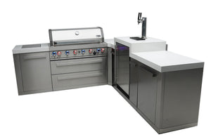 Mont Alpi Islands Mont Alpi 805 Island with 90 Degree Corner + Kegerator / 6-Burner Grill, 2 Infrared Burners, Stainless Steel / MAi805-90KEG