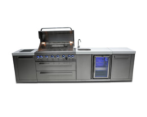 Mont Alpi Islands Mont Alpi 805 Island with Beverage Center / 6-Burner Grill, 2 Infrared Burners, Sink, Fridge, Stainless Steel  / MAi805-BEV