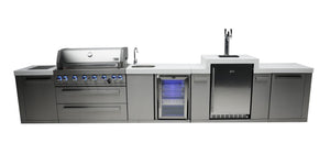 Mont Alpi Islands Mont Alpi 805 Island with Beverage Center + Kegerator / 6-Burner Grill, 2 Infrared Burners, Sink, Fridge, Stainless Steel  / MAi805-KEGBEV