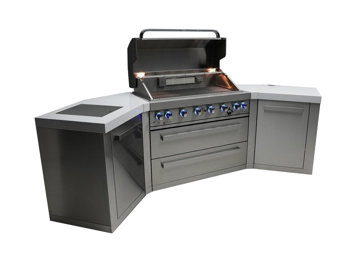 Mont Alpi Islands Mont Alpi 805 Island with Two 45 Degree Corners/ 6-Burner Grill, 2 Infrared Burners, Stainless Steel / MAi805-45