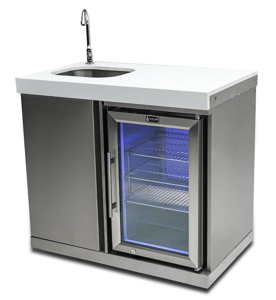 Mont Alpi Kitchen Mont Alpi Beverage Center / Sink, Fridge, Stainless Steel, White Composite Granite Counter / MASF-SS