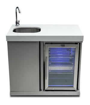 Mont Alpi Kitchen Mont Alpi Beverage Center / Sink, Fridge, Stainless Steel, White Composite Granite Counter / MASF-SS
