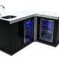 Mont Alpi Kitchen Mont Alpi Black Stainless Steel Beverage Center with  90 Degree Corner + Fridge Cabinet  / Sink, 2 Fridges, White Composite Granite Counter / MA-BEVBSS90FC