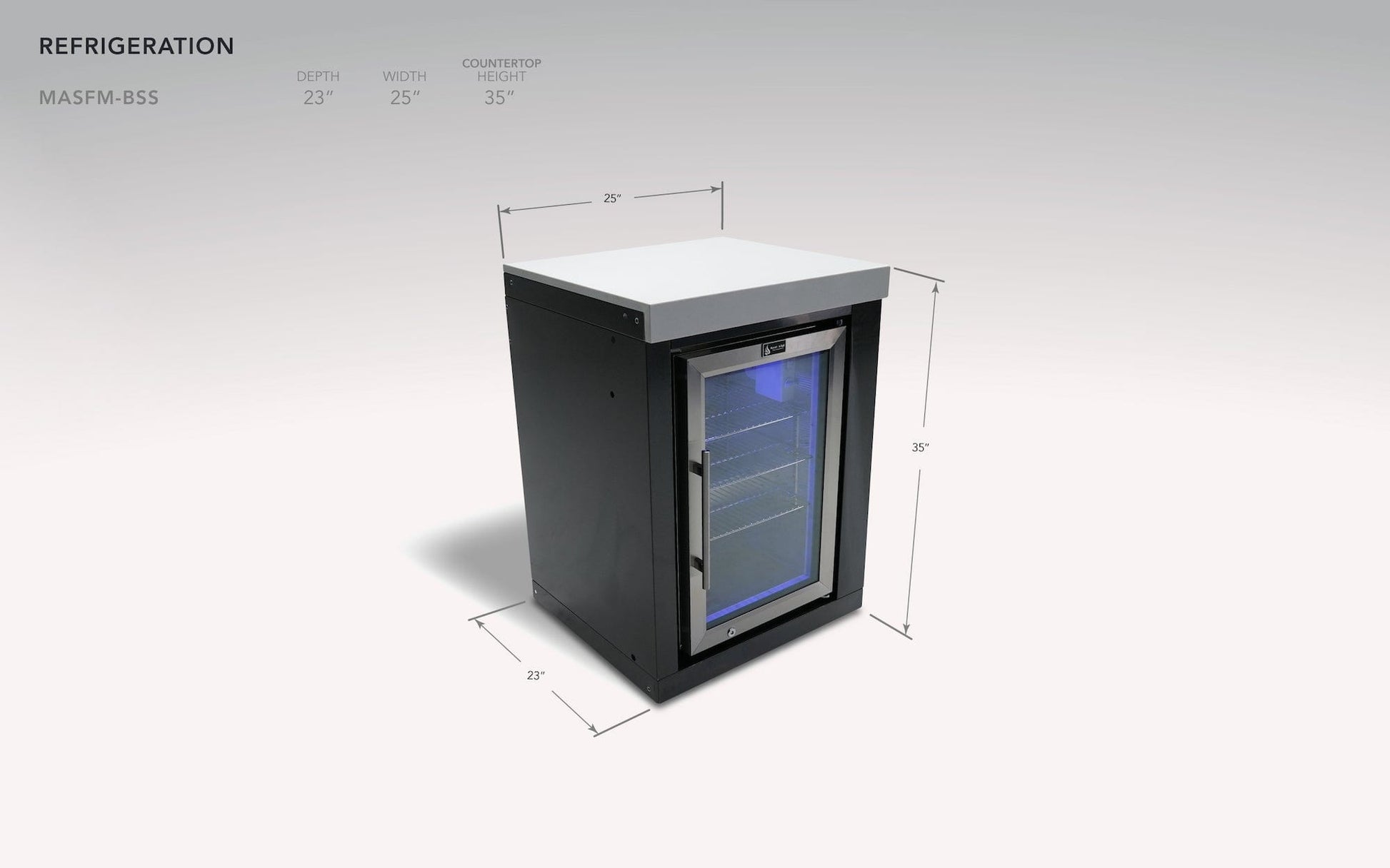 Mont Alpi Refrigeration + Cooling Mont Alpi Black Stainless Steel Single Fridge Module / Outdoor Rated, Lockable, Blue LED Lights / MASFM-BSS