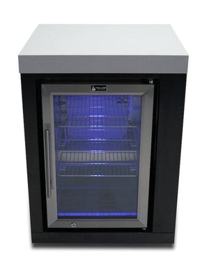 Mont Alpi Refrigeration + Cooling Mont Alpi Black Stainless Steel Single Fridge Module / Outdoor Rated, Lockable, Blue LED Lights / MASFM-BSS