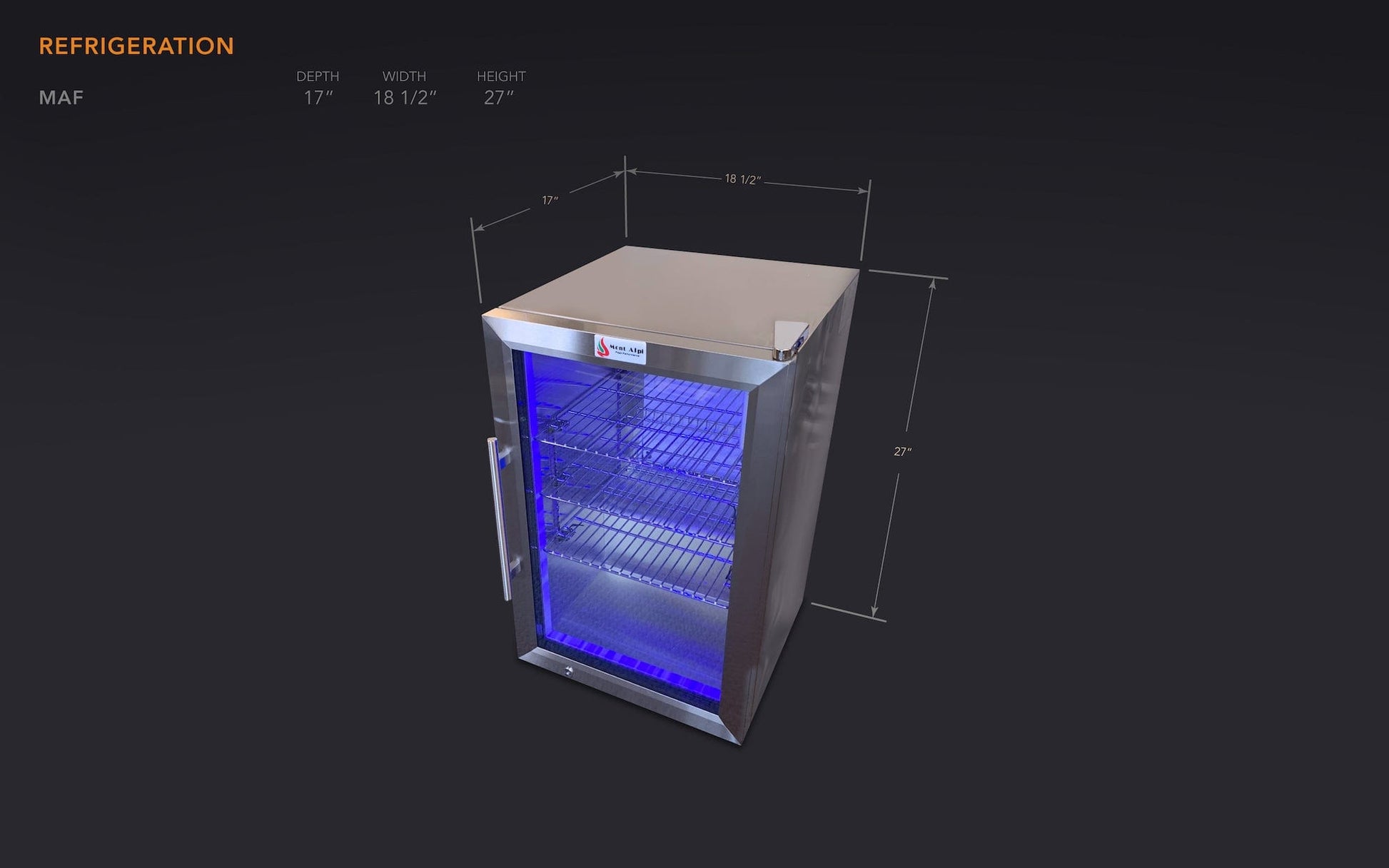Mont Alpi Refrigeration + Cooling Mont Alpi Outdoor Refrigerator / Lockable, Blue LED Lights / MAF