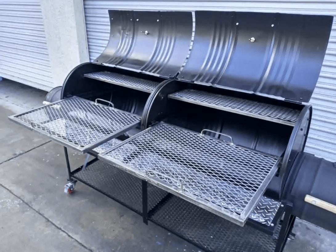 Moss Grills Double Barrel Custom BBQ Grill with Double Firebox #202