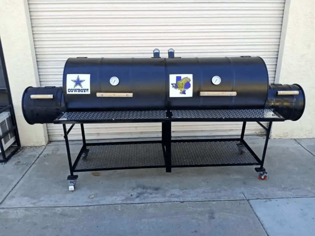 Moss Grills Grill Black Moss Grills Double Barrel Custom BBQ Grill with Double Firebox - 202