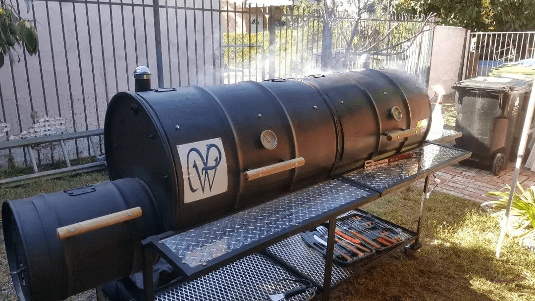 Moss Grills Double Barrel Custom BBQ Grill with Single Smoke Box #20