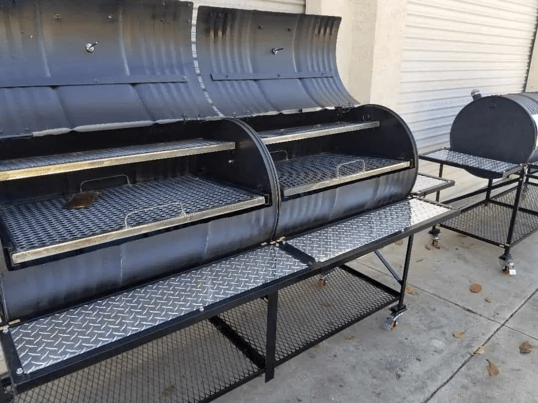 Moss Grills Grill Moss Grills Tailgate Double Barrel Custom BBQ Grill with Diamond Plate Countertops - 205