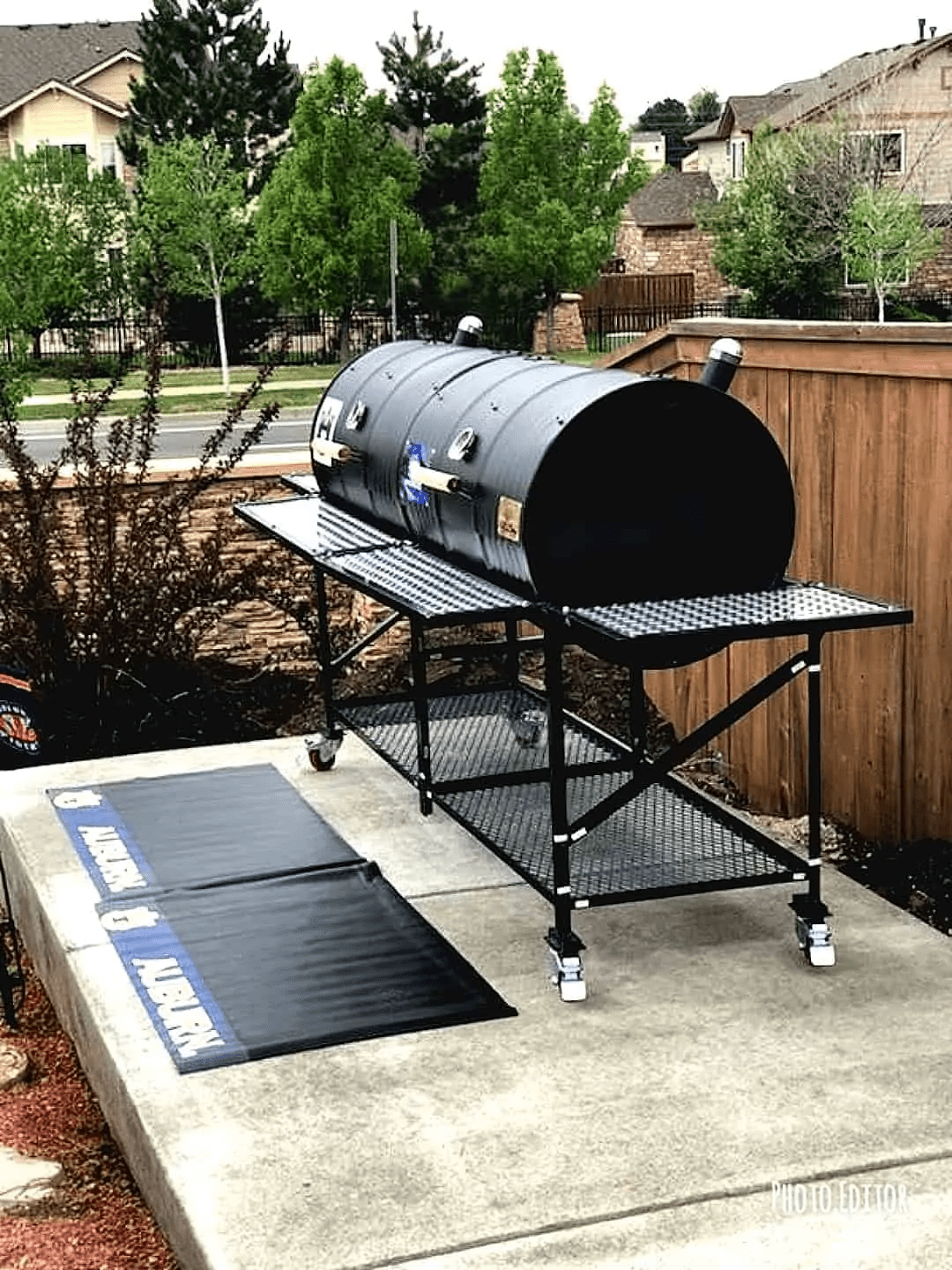 Moss Grills Grill Moss Grills Tailgate Double Barrel Custom BBQ Grill with Diamond Plate Countertops - 205