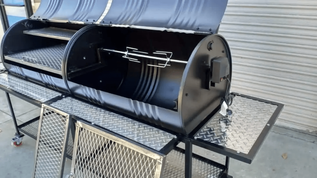 Moss Grills Grill Moss Grills Tailgate Double Barrel Custom BBQ Grill with Diamond Plate Countertops - 205
