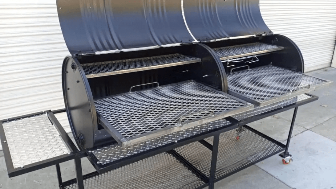 Moss Grills Grill Moss Grills Tailgate Double Barrel Custom BBQ Grill with Diamond Plate Countertops - 205