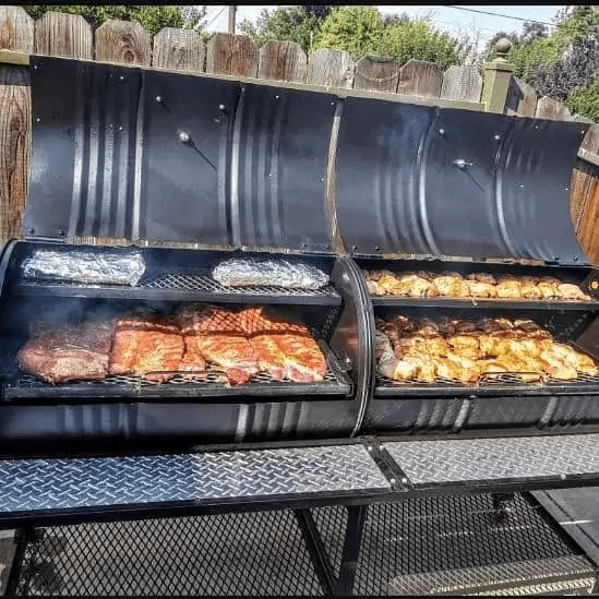 Moss Grills Grill Moss Grills Tailgate Double Barrel Custom BBQ Grill with Diamond Plate Countertops - 205