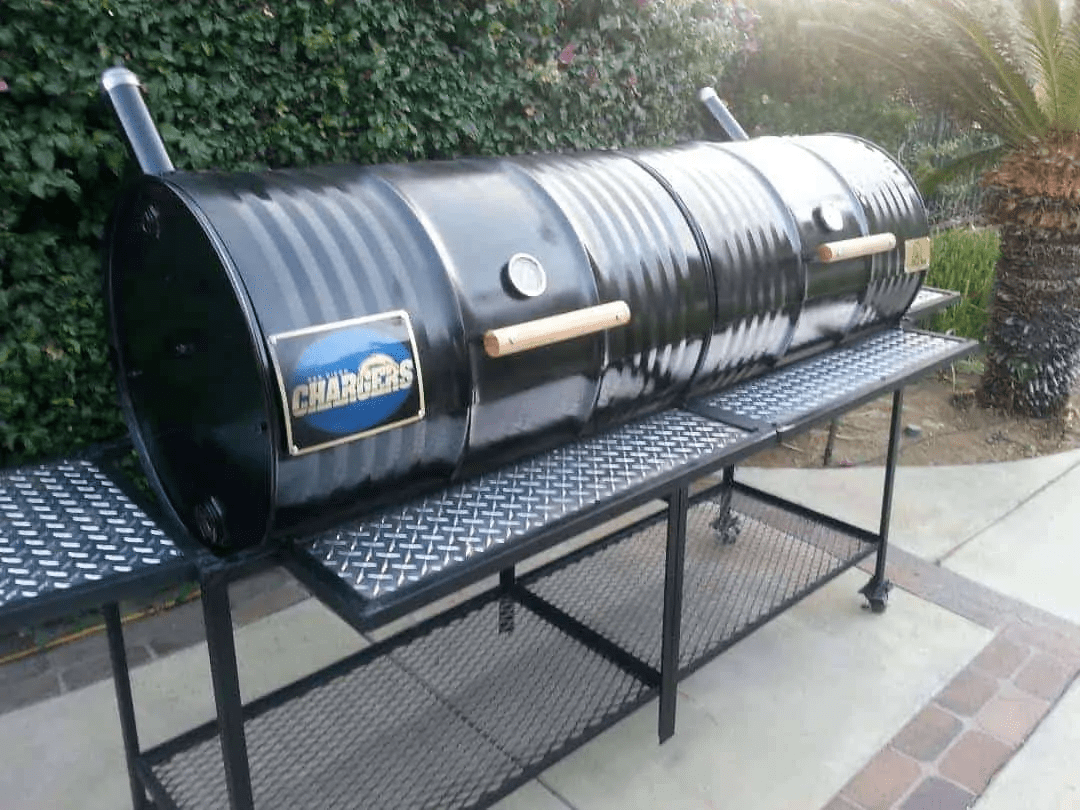 Moss Grills Grill Moss Grills Tailgate Double Barrel Custom BBQ Grill with Diamond Plate Countertops - 205