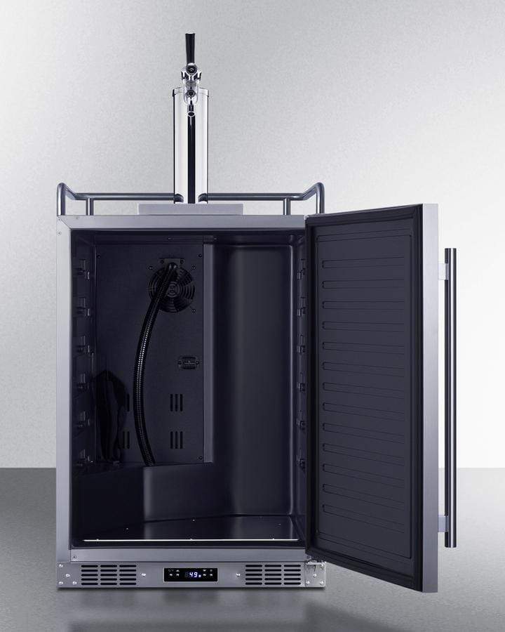 OutdoorKitchenPro Summit 24" Wide Commercial Indoor/Outdoor Single Tap Beer Dispenser for Built-In or Freestanding Use with Stainless Steel Exterior, Caster Set, and Tap Locks / BC74OSCOM