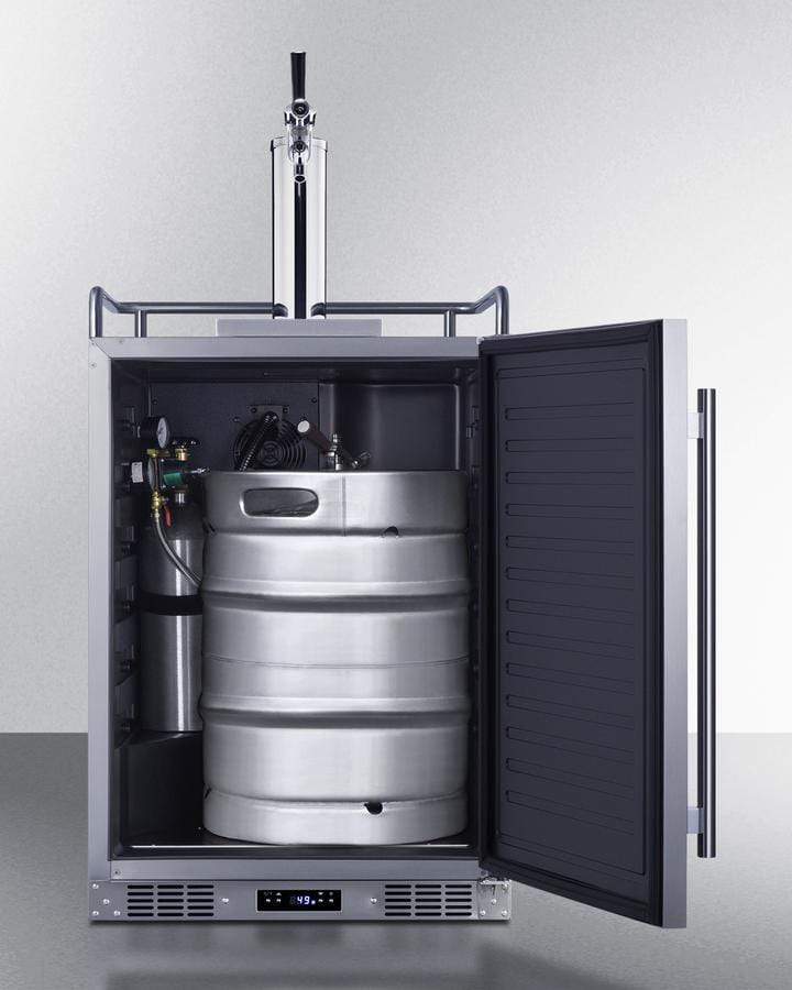 OutdoorKitchenPro Summit 24" Wide Commercial Indoor/Outdoor Single Tap Beer Dispenser for Built-In or Freestanding Use with Stainless Steel Exterior, Caster Set, and Tap Locks / BC74OSCOM