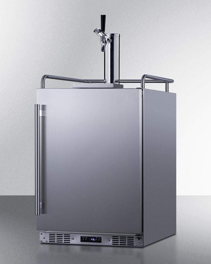 OutdoorKitchenPro Summit 24" Wide Commercial Indoor/Outdoor Single Tap Beer Dispenser for Built-In or Freestanding Use with Stainless Steel Exterior, Caster Set, and Tap Locks / BC74OSCOM