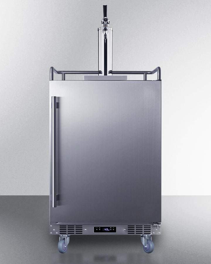 OutdoorKitchenPro Summit 24" Wide Commercial Indoor/Outdoor Single Tap Beer Dispenser for Built-In or Freestanding Use with Stainless Steel Exterior, Caster Set, and Tap Locks / BC74OSCOM