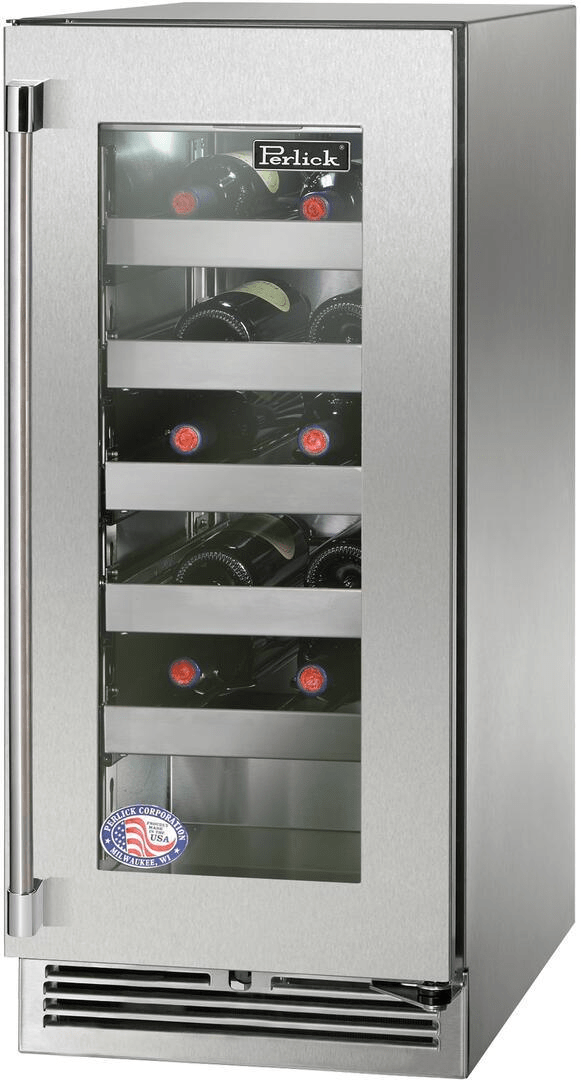 Perlick Refrigeration + Cooling Stainless Steel Glass Door - Right Hinge Perlick 15” Signature Series Outdoor Wine Reserves / HP15WO-4