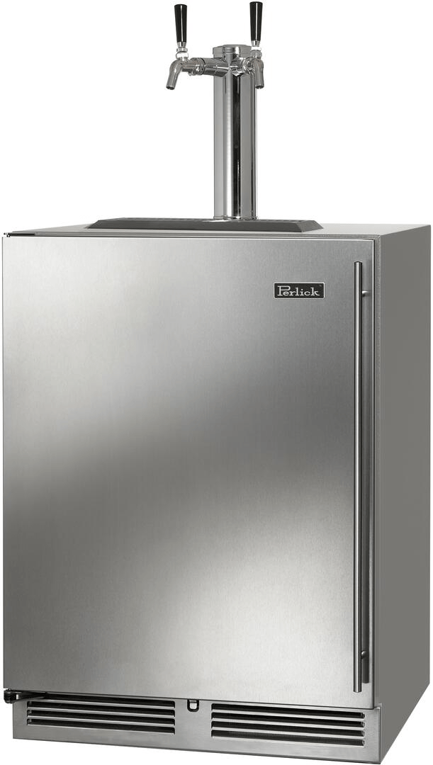 Perlick Refrigeration + Cooling Stainless Steel - Left Hinge - Dual Tap Perlick 24&quot; C-Series Beer Dispenser / HC24TO-4