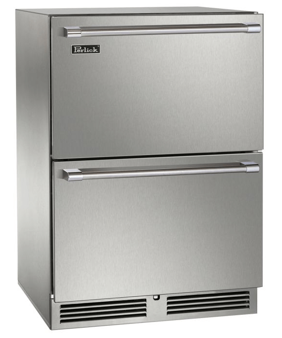 Perlick Refrigeration + Cooling Stainless Steel Drawers Perlick 24" Signature Series Dual-Zone Freezer/Refrigerator Drawers / HP24ZO-4