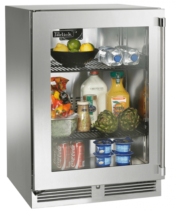 Perlick Refrigeration + Cooling Stainless Steel Glass Door - Left Hinge Perlick 24” Signature Series Outdoor Refrigerator / HP24RO-4