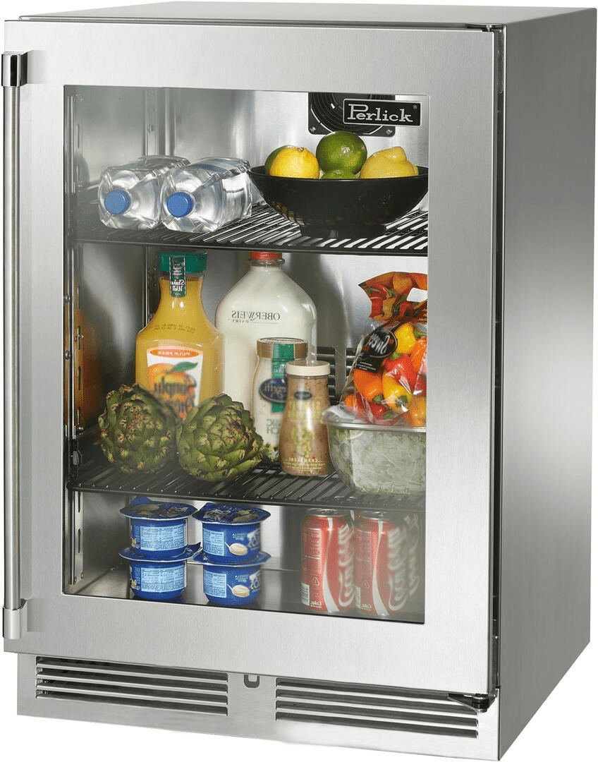 Perlick Refrigeration + Cooling Stainless Steel Glass Door - Right Hinge Perlick 24” Signature Series Outdoor Refrigerator / HP24RO-4
