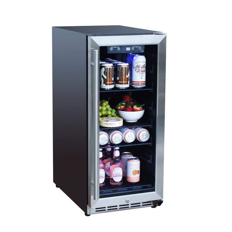 Summerset Refrigeration + Cooling Summerset 15" 3.2C Outdoor Rated Fridge with Glass Door SSRFR-15G