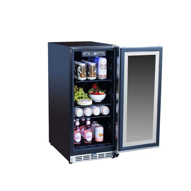 Summerset Refrigeration + Cooling Summerset 15" 3.2C Outdoor Rated Fridge with Glass Door SSRFR-15G
