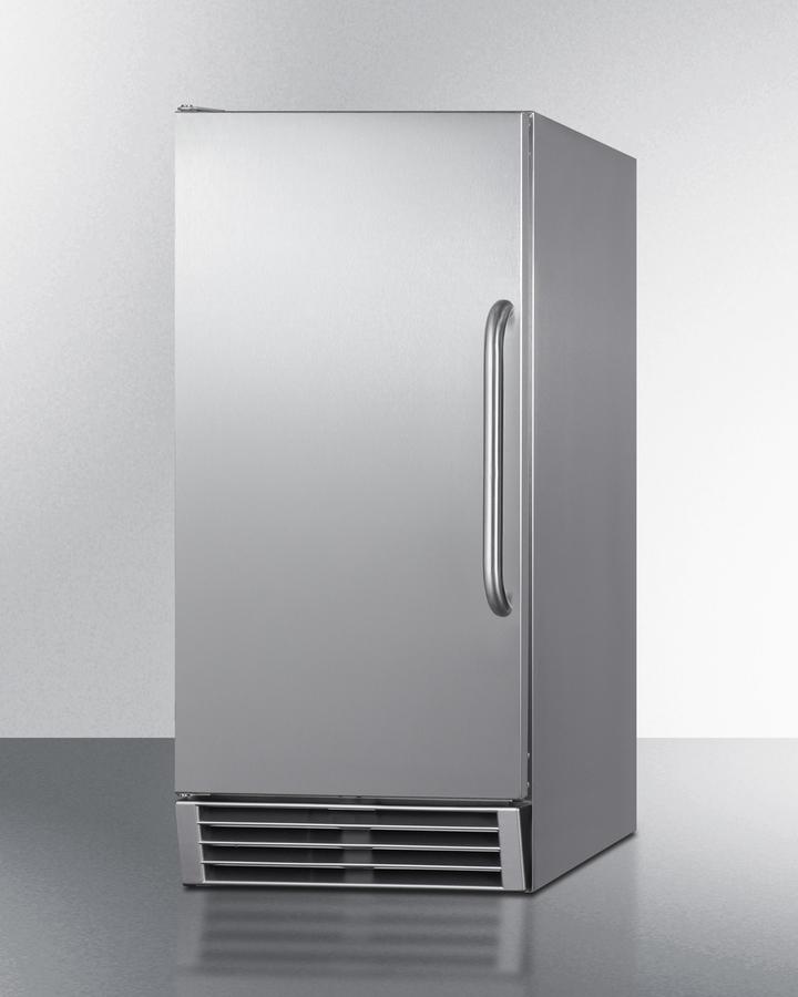 Summit Refrigeration + Cooling Summit 15" Wide 50 Lb. Built-In Undercounter Commercially Listed Outdoor Clear Icemaker with Automatic Defrost, Internal Pump, and Complete Stainless Steel Exterior / BIM47OS