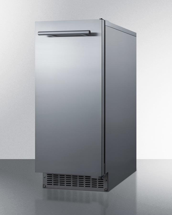 Summit Refrigeration + Cooling Summit 15&quot; Wide 62 Lb. Built-In Undercounter Commercially Listed Indoor/Outdoor Clear Icemaker with Internal Pump and Complete Stainless Steel Exterior Finish / BIM68OSPUMP